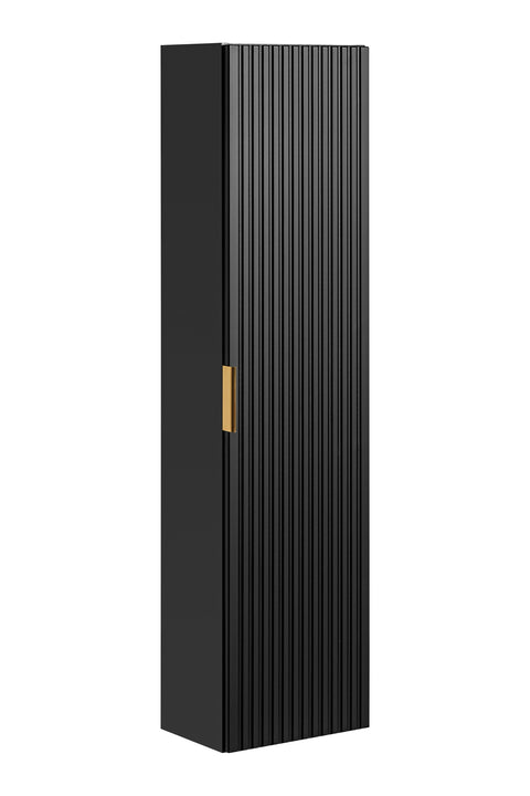 Badezimmer-Hochschrank Ardena Schwarz matt / Innenseite Graphit 35 × 140 × 25 cm mit 1 Tür – Ansicht 2