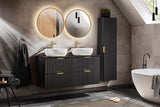Badezimmer-Hochschrank Ardena Schwarz matt / Innenseite Graphit 35 × 140 × 25 cm mit 1 Tür – Ansicht 4