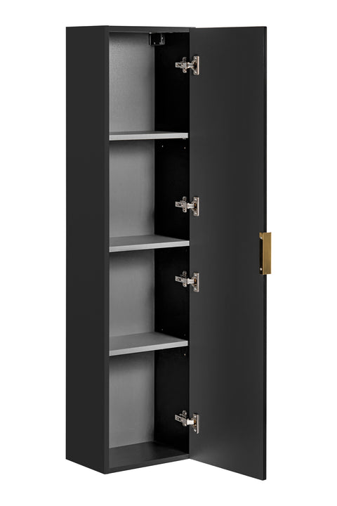 Badezimmer-Hochschrank Ardena Schwarz matt / Innenseite Graphit 35 × 140 × 25 cm mit 1 Tür – Ansicht 8