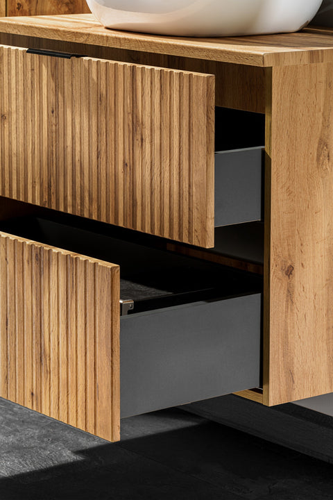 Badezimmer-Hochschrank Ardena Wotan Eiche 35 × 140 × 25 cm mit 1 Tür – Ansicht 2