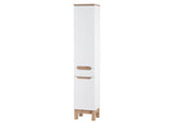 Badmöbel-Set Balvina Weiß 60 cm – Badezimmer-Hochschrank Balvina Weiß Hochglanz 35 × 187 × 33 cm mit 2 Türen und 1 Schublade