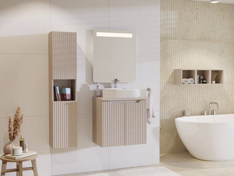 Badezimmer-Hochschrank Novira Kaschmir matt 30 × 140 × 25 cm mit 2 Türen – Ansicht 8