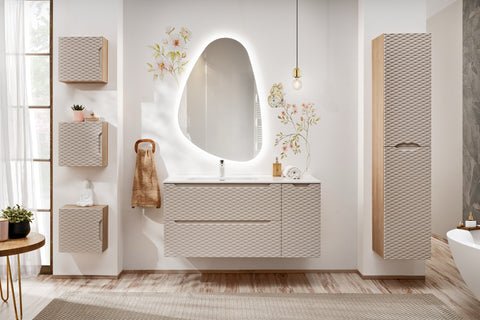 Badezimmer-Hochschrank Oceana Beige 35 × 170 × 33 cm mit 2 Türen – Ansicht 3