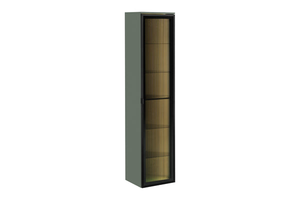 Badezimmer-Hochschrank Sombrela Glas 40 × 172 × 35 cm mit 1 Tür, mit LED-Beleuchtung