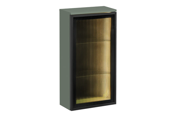 Badezimmer-Oberschrank Sombrela Glas 40 × 78 × 19 cm mit 1 Tür, mit LED-Beleuchtung