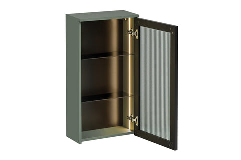 Badezimmer-Oberschrank Sombrela Glas 40 × 78 × 19 cm mit 1 Tür, mit LED-Beleuchtung – Ansicht 3
