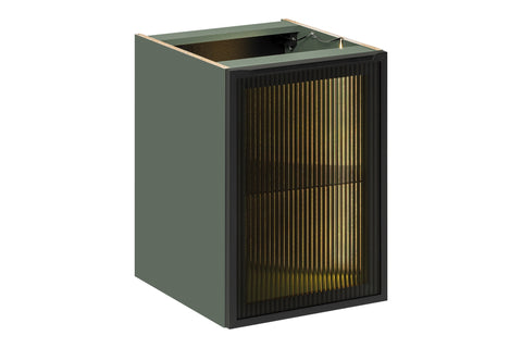 Badezimmer-Unterschrank Sombrela Glas 40 × 57 × 46 cm mit 1 Tür, mit LED-Beleuchtung