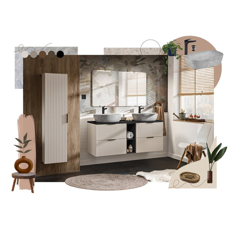 Badmöbel-Set Ardena Kaschmir 60 cm – Waschbeckenunterschrank + Waschtischplatte – Ansicht 6
