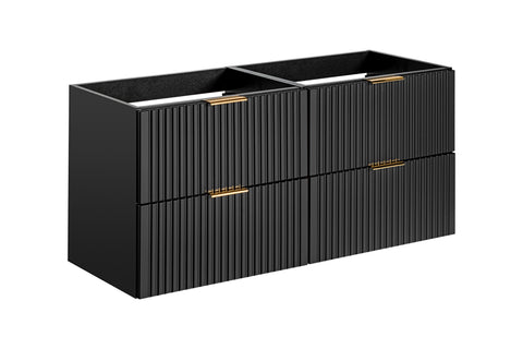 Badmöbel-Set Ardena Schwarz 120 cm – 2 × Waschbeckenunterschrank