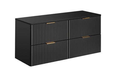 Badmöbel-Set Ardena Schwarz 120 cm – 2 × Waschbeckenunterschrank + Waschtischplatte