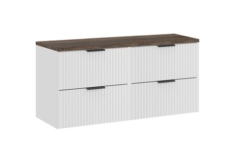 Badmöbel-Set Ardena Weiß 120 cm – 2 × Waschbeckenunterschrank + Waschtischplatte
