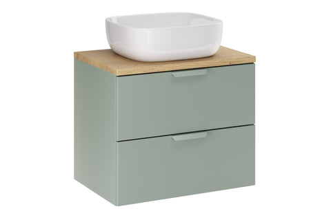 Badmöbel-Set Asteya Grün 60 cm – Waschbecken + Waschtischplatte + Waschbeckenunterschrank – Ansicht 2