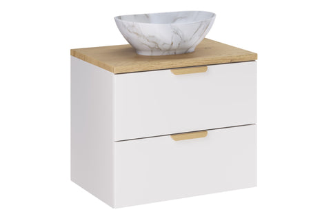 Badmöbel-Set Asteya Weiß 60 cm – Waschbecken + Waschtischplatte + Waschbeckenunterschrank – Ansicht 2