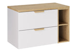 Badmöbel-Set Asteya Weiß 80 cm – Waschtischplatte + Regal + Waschbeckenunterschrank – Ansicht 2