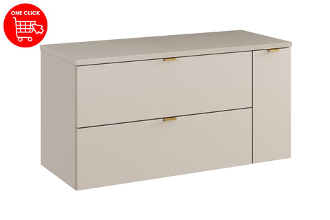 Badmöbel-Set Dalvira Kaschmir 100 cm – Waschtischplatte + Waschbeckenunterschrank + Hängeschrank – Ansicht 5