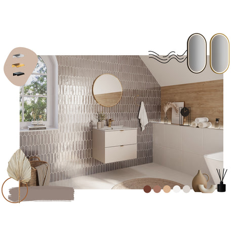 Badmöbel-Set Dalvira Kaschmir 60 cm – Waschtischplatte + Waschbeckenunterschrank – Ansicht 4