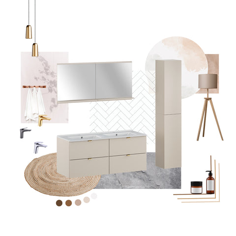 Badmöbel-Set Dalvira Kaschmir 80 cm – Waschbeckenunterschrank + Waschtischplatte – Ansicht 5