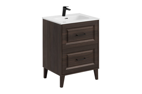 Badmöbel-Set Dorella Ristretto Eiche 60 cm – Waschbecken + Armatur + Waschbeckenunterschrank – Ansicht 2