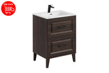 Badmöbel-Set Dorella Ristretto Eiche 60 cm – Waschbecken + Armatur + Waschbeckenunterschrank – Ansicht 3