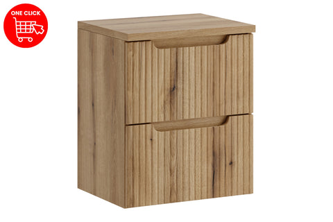 Badmöbel-Set Novira Coast Evoke Eiche 50 cm – Waschtischplatte + Waschbeckenunterschrank – Ansicht 3