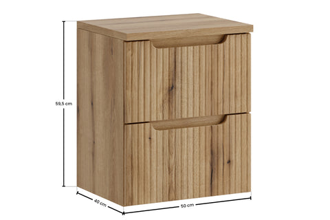 Badmöbel-Set Novira Coast Evoke Eiche 50 cm – Waschtischplatte + Waschbeckenunterschrank – Ansicht 5