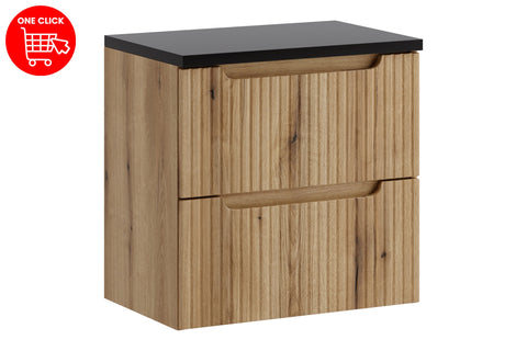 Badmöbel-Set Novira Coast Evoke Eiche 60 cm – Waschtischplatte + Waschbeckenunterschrank – Ansicht 3