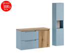Badmöbel-Set Novira Denimblau 100 cm – Waschtischplatte + Hängeschrank + Hochschrank – Ansicht 4