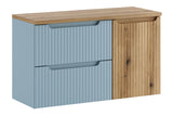 Badmöbel-Set Novira Denimblau 100 cm – Waschtischplatte + Hängeschrank + Waschbeckenunterschrank – Ansicht 2