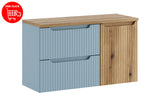 Badmöbel-Set Novira Denimblau 100 cm – Waschtischplatte + Hängeschrank + Waschbeckenunterschrank – Ansicht 4