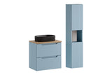 Badmöbel-Set Novira Denimblau 60 cm – Waschtischplatte + Waschbecken + Hochschrank – Ansicht 2