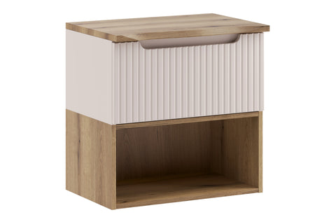 Badmöbel-Set Novira Kaschmir 60 cm – Waschtischplatte + Waschbeckenunterschrank + Regal – Ansicht 2