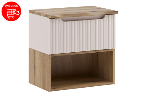 Badmöbel-Set Novira Kaschmir 60 cm – Waschtischplatte + Waschbeckenunterschrank + Regal – Ansicht 3