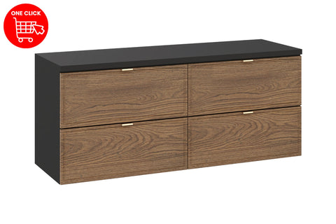 Badmöbel-Set Talvera Casella Eiche 120 cm – 2 × Waschbeckenunterschrank + Waschtischplatte – Ansicht 2