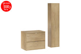 Badmöbel-Set Terrana Cremona Eiche 60 cm – Waschtischplatte + Hochschrank + Waschbeckenunterschrank – Ansicht 3