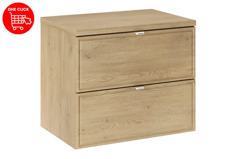 Badmöbel-Set Terrana Cremona Eiche 60 cm – Waschtischplatte + Waschbeckenunterschrank – Ansicht 3
