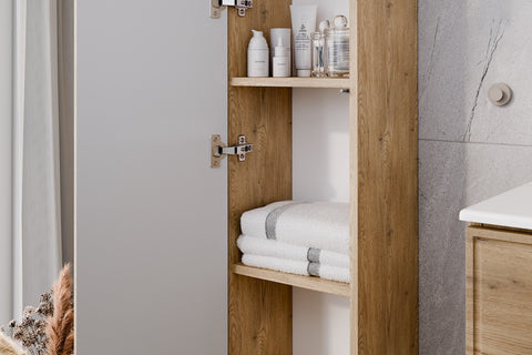 Badmöbel-Set Terrana Cremona Eiche 80 cm – Waschtischplatte + Hochschrank + Waschbeckenunterschrank – Ansicht 6