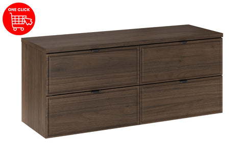 Badmöbel-Set Terrana Walnuss Villa 120 cm – 2 × Waschbeckenunterschrank + Waschtischplatte – Ansicht 3