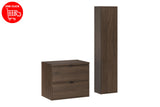Badmöbel-Set Terrana Walnuss Villa 60 cm – Hochschrank + Waschbeckenunterschrank + Waschtischplatte – Ansicht 4