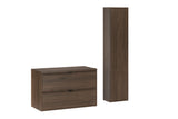 Badmöbel-Set Terrana Walnuss Villa 80 cm – Hochschrank + Waschbeckenunterschrank + Waschtischplatte – Ansicht 3
