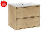 Badmöbel-Set Violetta Cremona Eiche 60 cm – Waschbecken + Waschbeckenunterschrank – Ansicht 3