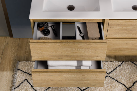 Badmöbel-Set Violetta Cremona Eiche 60 cm – Waschbecken + Waschbeckenunterschrank – Ansicht 5