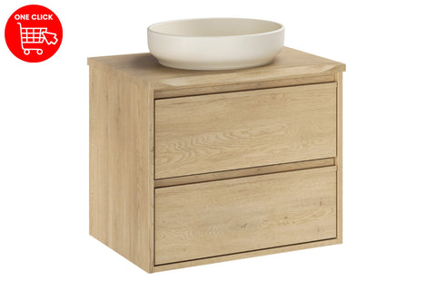 Badmöbel-Set Violetta Cremona Eiche 60 cm – Waschbecken + Waschtischplatte + Waschbeckenunterschrank – Ansicht 4