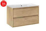 Badmöbel-Set Violetta Cremona Eiche 80 cm – Waschbecken + Waschbeckenunterschrank – Ansicht 3
