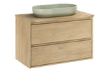 Badmöbel-Set Violetta Cremona Eiche 80 cm – Waschbecken + Waschtischplatte + Waschbeckenunterschrank – Ansicht 2