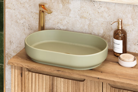 Badmöbel-Set Violetta Cremona Eiche 80 cm – Waschbecken + Waschtischplatte + Waschbeckenunterschrank – Ansicht 4