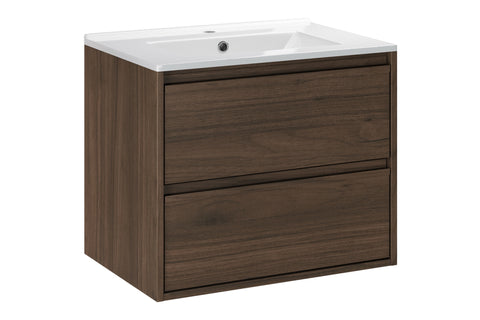 Badmöbel-Set Violetta Walnuss Villa 60 cm – Waschbecken + Waschbeckenunterschrank – Ansicht 2