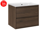 Badmöbel-Set Violetta Walnuss Villa 60 cm – Waschbecken + Waschbeckenunterschrank – Ansicht 3