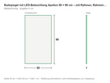 Badspiegel mit LED-Beleuchtung Apollon 50 × 90 cm – mit Rahmen, Rahmen Schwarz – Maßzeichnung