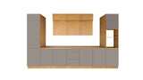 Nexa Küchenzeile KÜ04-L – Woodline & Beige – 420 cm – Modernes Küchensystem mit durchdachter Stauraumlösung
