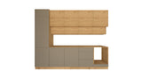 Nexa Küchenzeile KÜ06-L – Woodline & Beige – 300 cm – Moderne Familienküche mit Hochschrank und großzügigem Stauraum